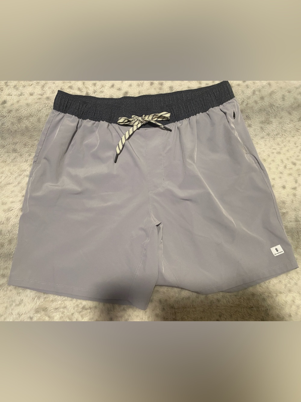 7 Diamonds Gray Athletic Shorts with Navy Elastic Waistband